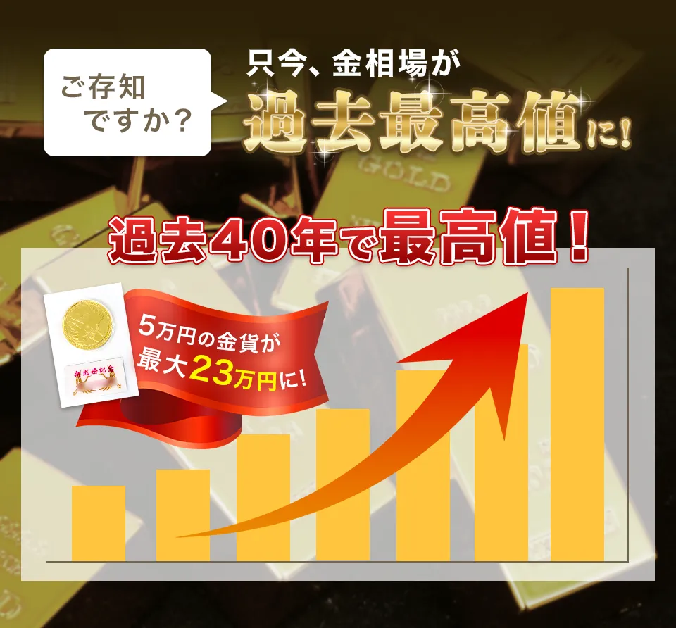 ご存知ですか？只今、金相場が過去最高値に！　過去40年で最高値！